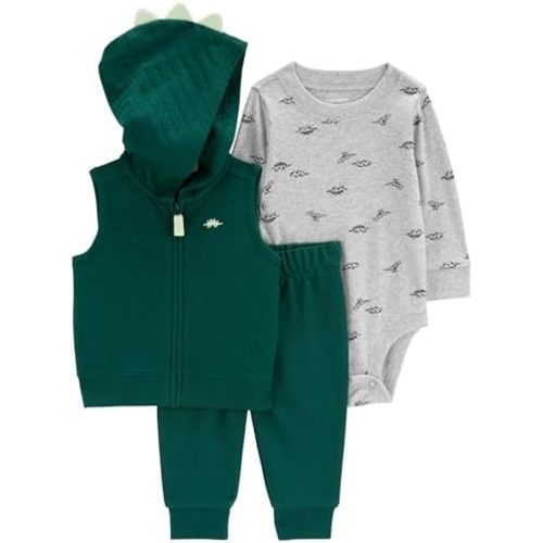 Carter's Baby Boys' 3 Piece Plaid Patch Little Vest Set