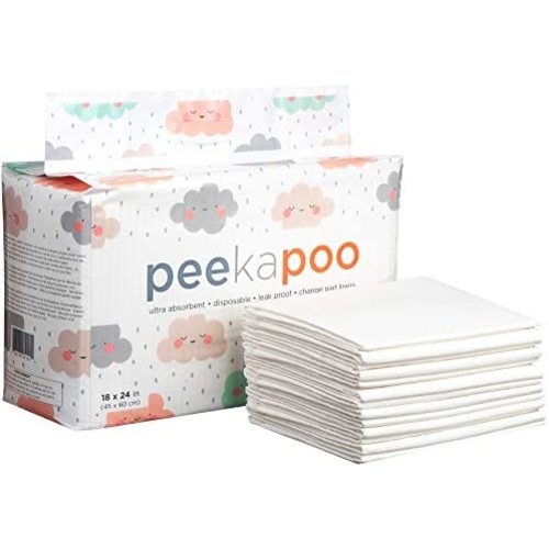 Peekapoo - Disposable Changing Pad Liners (50 Pack) Super Soft, Ultra Absorbent & Waterproof - Covers Any Surface for Mess Free Baby Diaper Changes