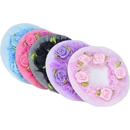 5pcs Colored Hair Nets Hair Snood Flower Edge Elastic Band Bun Cover for Ballet Dancer Skating Gymnastics Performance Dancers Hair Accessories