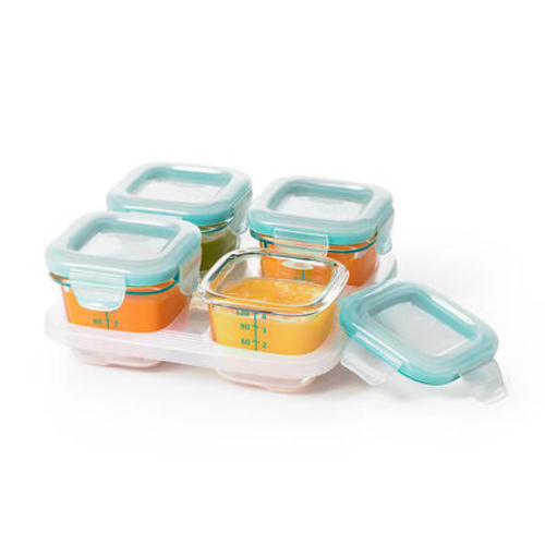 OXO Tot Glass Baby Blocks Food Storage Containers-Teal, 4 oz