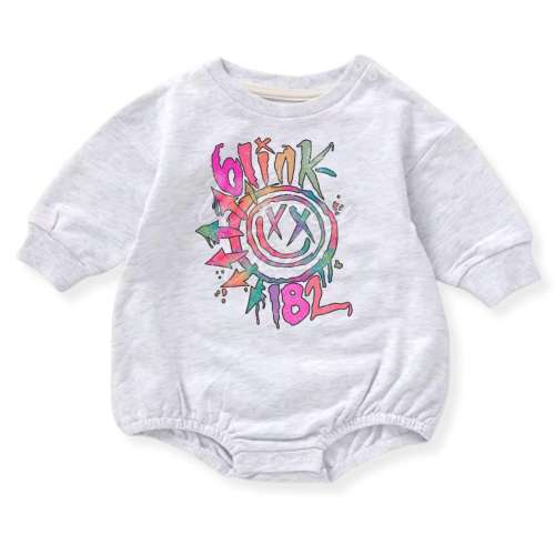 3-6 Months Blink-182 Long Sleeve Bubble Heather Grey | 90s Band Pop Punk (#68) on a Sweatshirt, Tshirt or Bubble Romper for Babies and Toddlers
