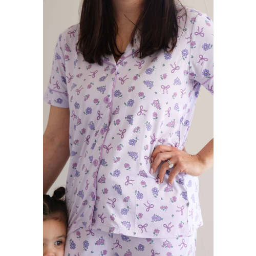 Women's Two Piece Flare Lounge Set | Ribbon & Roses Purple