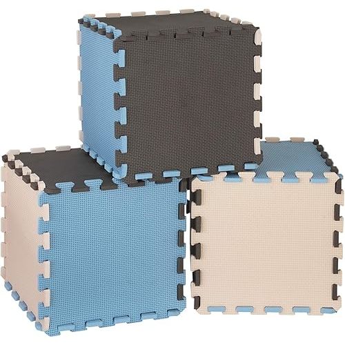MioTetto 18 (2 for Free) Tiles of Soft Non-Toxic Baby Play Mat, EVA Foam Jigsaw Puzzle Play Mat, Interlocking Squares for Babies, Toddlers & Kids Gym, Nursery, Playroom, 16 Sq Ft