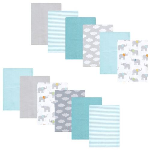 Luvable Friends Hudson Baby Flannel Burp Cloths 12pk, Soft Elephant