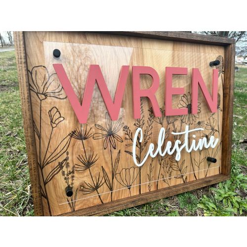 Boho wildflower nursery name sign