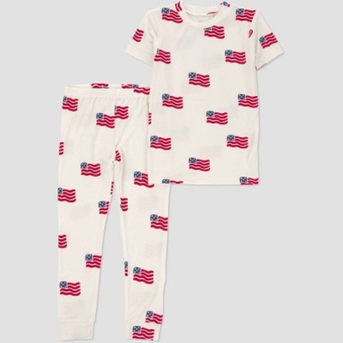 Carter's Just One You® Toddler 2pc Short Sleeve Flag Comfy Soft Tight Fit Pajama Set - Cream 12M