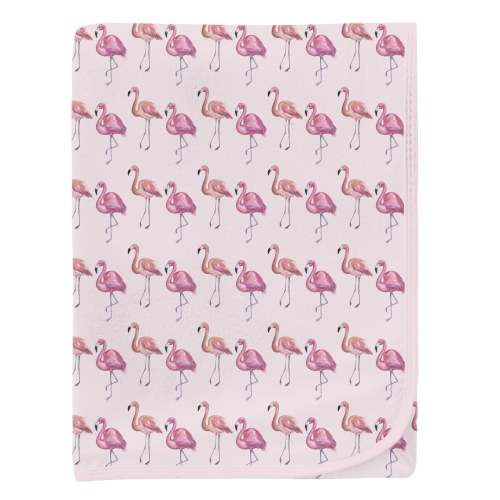 Print Swaddling Blanket in Shrinking Violet Flamingo