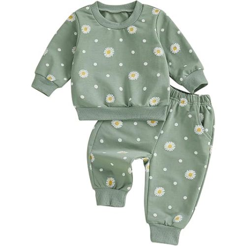 Mubineo Toddler Baby Girl Clothes Cute Long Sleeve Sweatshirt Sweatpant Outfits Fall Winter Tops Pant Outfit Sweatsuit