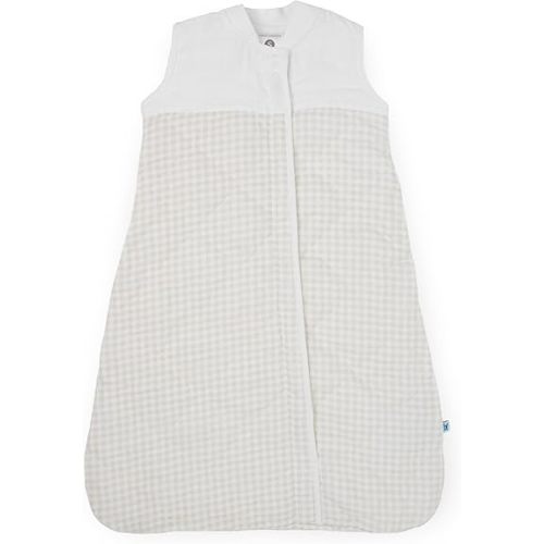 Little Unicorn Cotton Muslin Quilted Sleep Bag | 100% Cotton | Super Soft and Lightweight | Baby | Size Small: 0-6 Months | Unisex | 2.6 TOG (Tan Gingham)