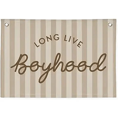 Boys Room Decor Long Live Boyhood Banner，Vintage Playroom Bedroom Nursery Wall Hanging Decor, Retro Kids Room Decor Stripes Flag Banner 30x20 boyroom