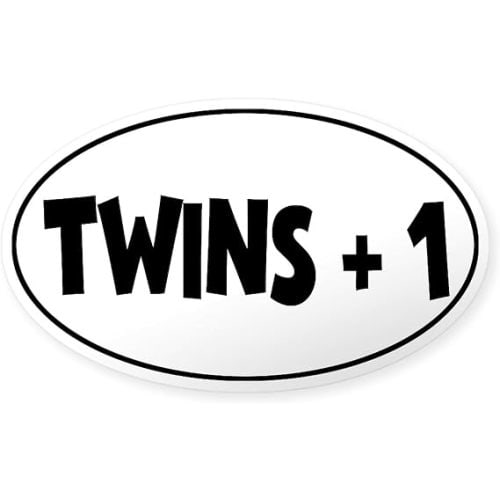 CafePress Twins Plus One Oval Sticker Oval Bumper Sticker Car Decal