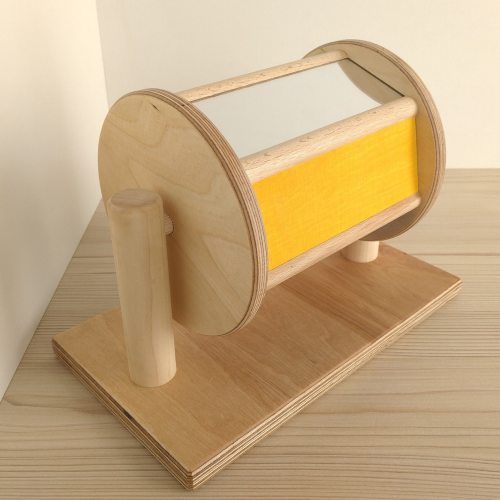 Montessori Spinning Drum: Wooden Baby Toy with Mirror & Sound