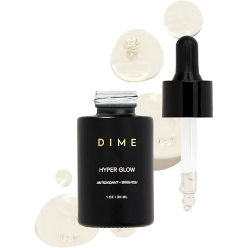 DIME Beauty Hyper Glow Vitamin C Face Serum for Dark Spots and Brightening with Ferulic Acid, Resveratrol and Hyaluronic Acid, Firming Glow Serum, Vegan, Cruelty-Free, 1 oz / 30 ml