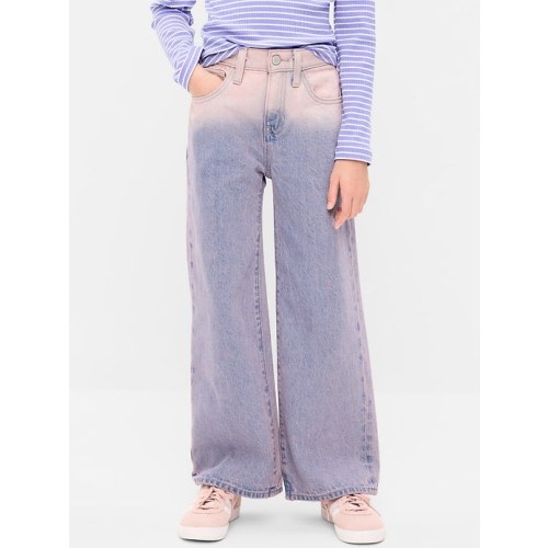 High-Waisted Ombré Baggy Wide-Leg Jeans for Girls