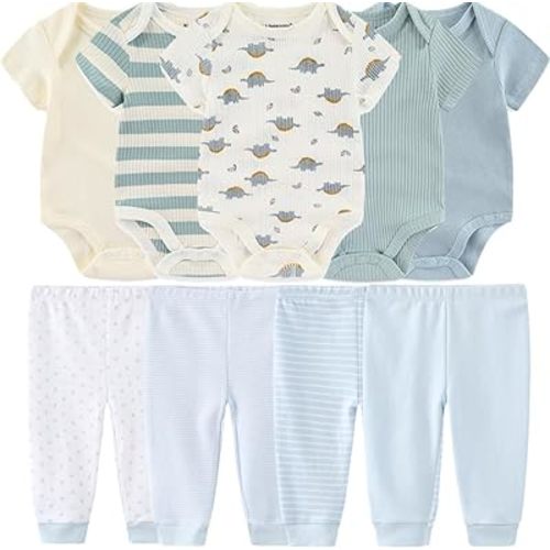 Baby Layette Set Baby Boys' 9-Piece Bodysuits Pants Set Toddler Girl Boy Unisex Baby Gift Sets