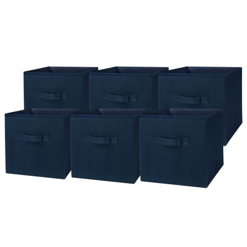 Mainstays Collapsible Cube Fabric Storage Bins (10.5" x 10.5"), 6 Pack, Blue Cove