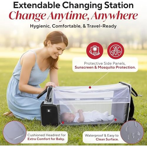 Award-Winning Baby Diaper Bag Backpack –Large Diaper Bag Backpack with Changing Station, Heated Bottle Pockets, Premium All-in-One Multifunction, Eco-Friendly Evergreen Winner Baby Essentials, Gift