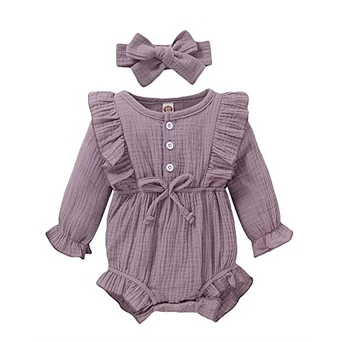 Newborn Baby Girl Clothes Romper Cotton Long Sleeve Romper Solid Infant Jumpsuit Fall Winter Baby Clothes Outfits