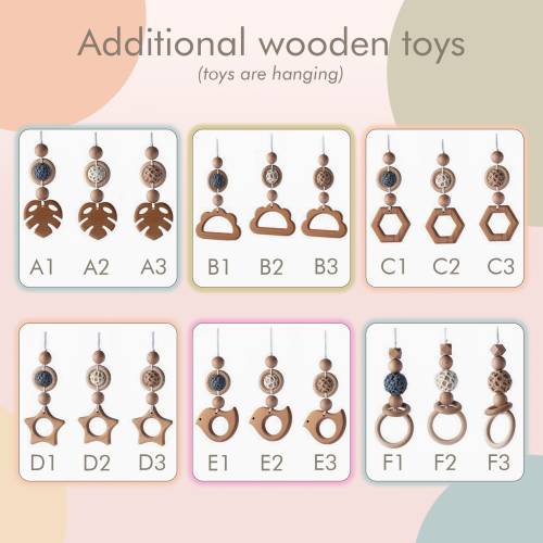 Handmade Wooden Baby Gym: Crochet Horse & Cactus Toys