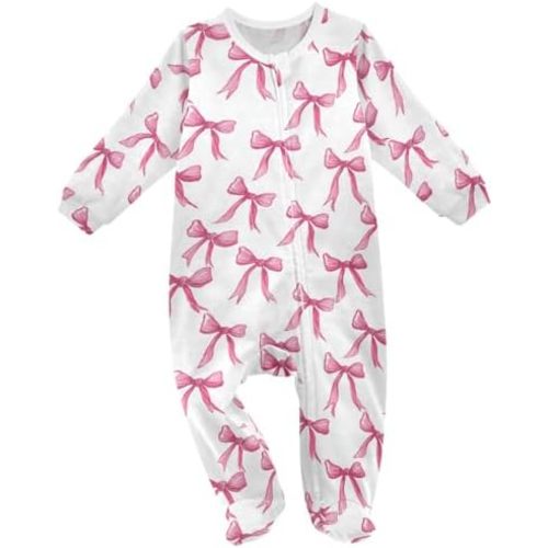 Pfrewn Baby One-Piece Footies Christmas Winter Newborn Rompers Cotton Footed Jumpsuit for Boys Girls 3M-24M