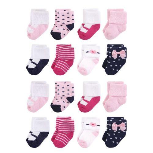 Little Treasure Cotton Rich Terry Socks 16-Pack, Coral Sparkle, 0-6 Months