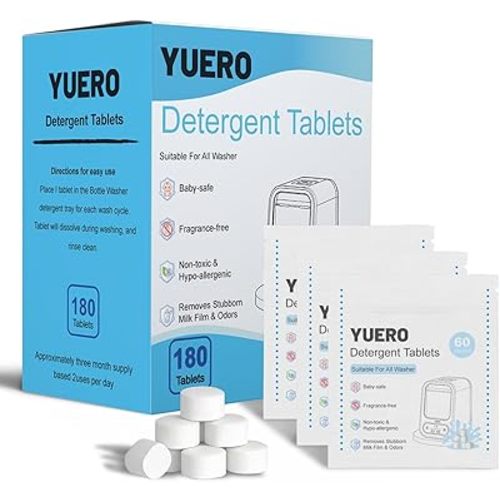 Professional Deep Cleaning Detergent Tablets for All Baby Bottle Washers, Washer Tablets for Bottle Washer and Sterilizer and Dryer, Easy to Use (180Pcs)