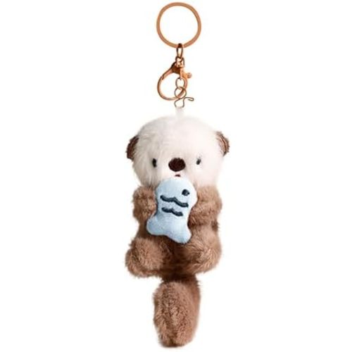 Plush Keychain Otter Charm for Women Teens & Animal Lovers | for Handbags Purses Backpacks & Car Keys | Birthday Gift