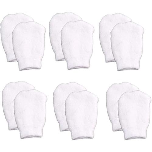 White Newborn Baby Mittens by Nurses Choice (Includes 6 Pairs of No Scratch Cotton Mittens)