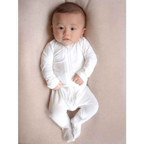 2-Way Zip Footie, White