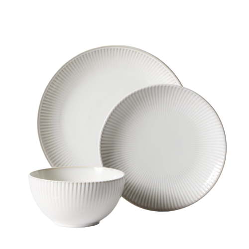 Better Homes & Gardens Sawyer 12-Piece Stoneware Dinnerware Set Cream