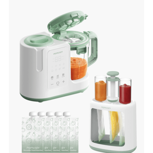 Cook-to-Pouch Bundle: AutoMeal Baby Food Maker + Squeeze Station with 5 Reusable Pouches
