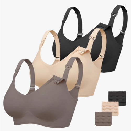 Vinfact 3 Pack Nursing Bras for Breastfeeding Comfort Maternity Bras for Pregnancy Wireless Seamless Breastfeeding Bras
