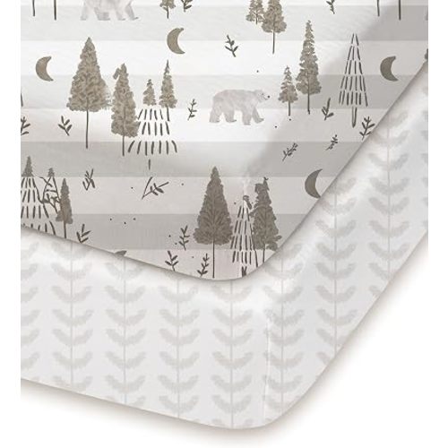 Pack and Play Sheets Fitted 2 Pack, 38x26 Graco Pack n Play Sheets for Playard & Travel Crib Mattress, Ultra Soft Jersey Knit, Breathable Stretchy Deep Pocket, Compatible with Mini Cribs