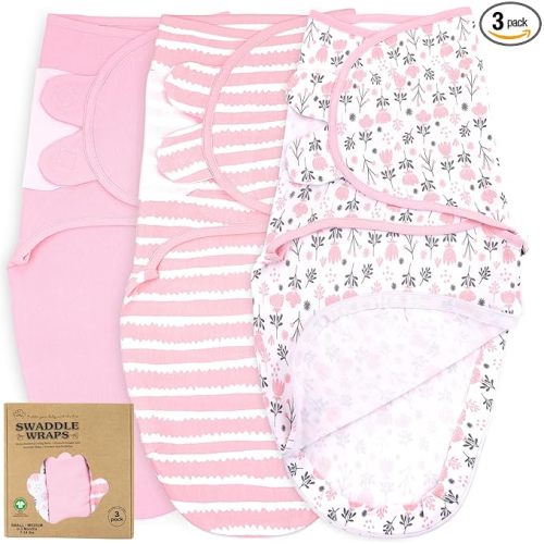 Bublo Baby Organic Zipper Swaddle Sleep Sacks – 3-Pack Swaddles for Newborns 0-3 Months, Adjustable & Breathable Infant Sleep Sack, Easy Diaper Change Swaddling Blanket for Baby Girls & Boys