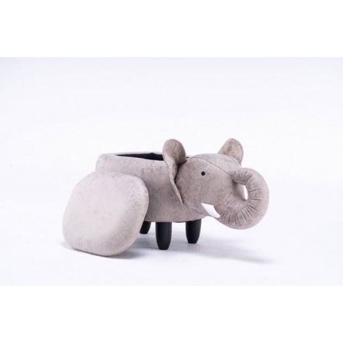 Elliot the Elephant Storage Ottoman Gray - Home 2 Office: Faux Leather, Lift-Top Design, Wood Frame, No Assembly Required