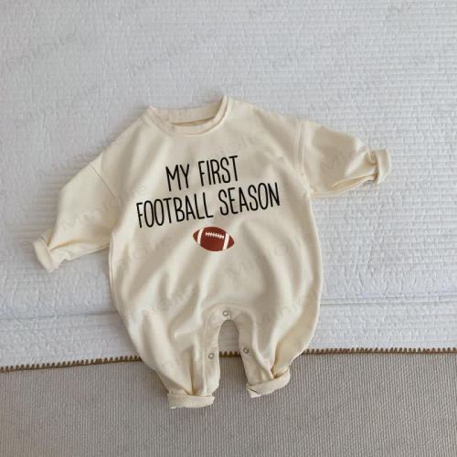 MY FIRST FOOTBALL SEASON Baby Beige Romper