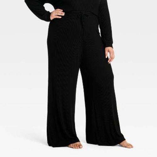Women's Cozy Ribbed Wide Leg Pants - Auden™ Black M