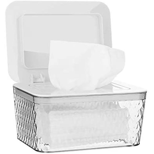 Whiidoom Wipes Dispenser, Baby Wipe Holder Refillable Wipe Container Case, Visible and One-Hand Operation, Keep Wipes Fresh and Clean (White)
