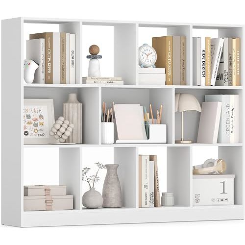 VASAGLE Bookshelf, 12 Cubes Storage Organizer, 49.6 x 9.4 x 39.4 Inches