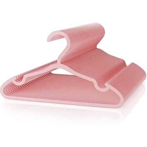 Plastic Kids Hangers - 30 Pack Non-Slip Baby Clothes Hangers for Closet, Toddler & Newborn Clothing Pants, Skirts, Coats (Pink)