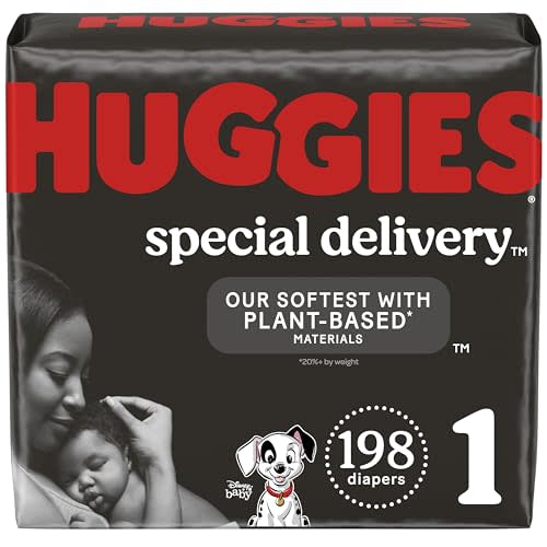 Huggies Special Delivery Hypoallergenic Baby Diapers Size 1 (up to 14 lbs), 198 Ct, Fragrance Free, Safe for Sensitive Skin