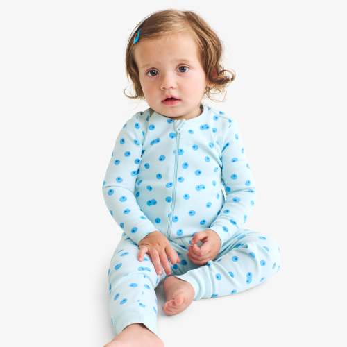 Baby organic zip romper in summer fruits | Primary.com