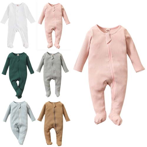WIBACKER Unisex Newborn Zipper Baby One-Piece Footies Pajamas Infant Cotton Sleeper Pjs