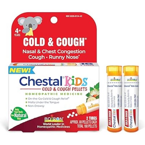 Chestal Kids Cold & Cough Pellets for Nasal & Chest Congestion, Fitful Cough, Sneezing, Occasional Minor Sore Throat, and Runny or Stuffy Nose - 2 Count (160 Pellets)