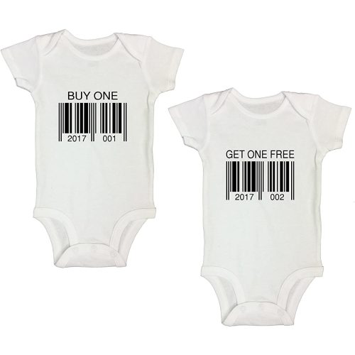 Buy One Get One Twin Onesie Set of 2 Bodysuits Newborn Infant "Will Read 2021 Barcode