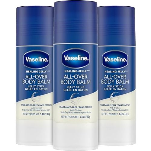 Vaseline All-Over Body Balm Stick 3-Pack – Non-Greasy Fragrance-Free Moisturizer, Travel-Size Lotion, 1.4 Oz Ea