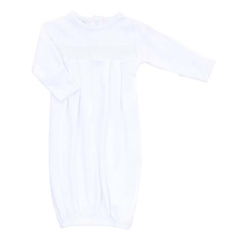 Unisex Baby White Smocked Gown - Pima Cotton - Essentials – Magnolia Baby
