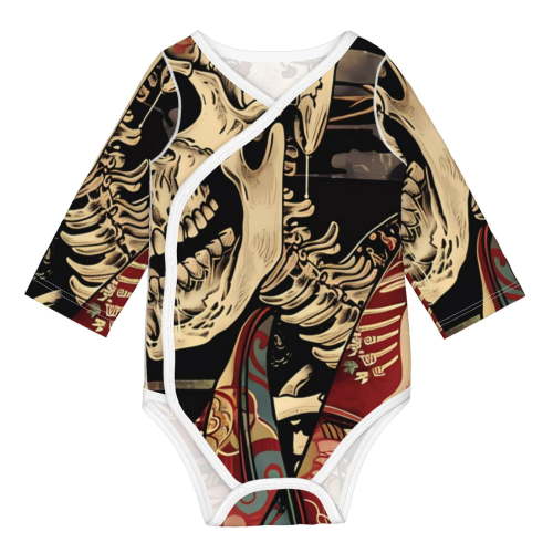 Xecao Gothic Eastern Floral Skull Print Baby unisex-baby Cotton Long-sleeve Bodysuits-6 Months