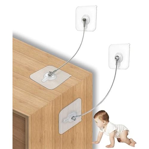 10 Pack, 8 inches Furniture Anchors Kit for Baby Proofing, Adhesive TV Safety Straps Use to Prevent Falling and Anti Tip, No Drill Dresser Or Cabinet to Wall Anchors (xicveiuz)