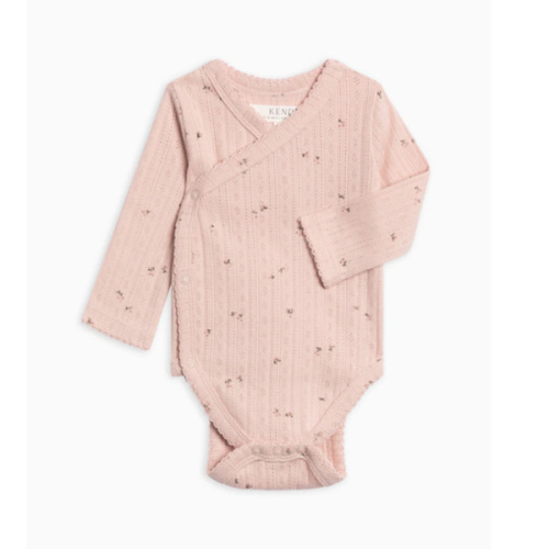 Hilda Brushed Back Pointelle Long Sleeve Kimono Bodysuit